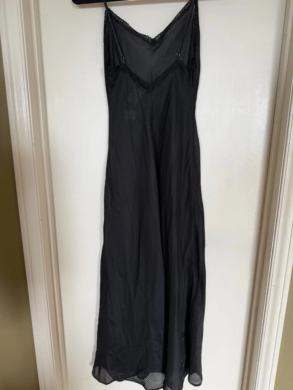 La Senza Black Sheer Mesh Slip Nightgown Lace Trim Size M Y2K - Picture 4 of 9